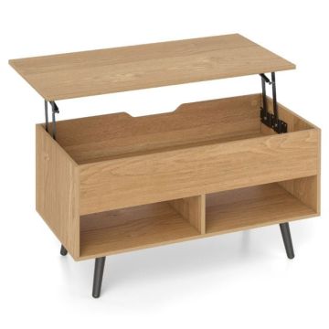 Coffee table, with lifting table top, 2 shelves and cabinet, 80 × 40 × 46 cm