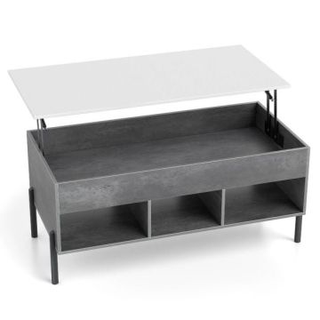 Coffee table, with hidden compartment and 3 open niches, Gray, 100 × 50 × 45 cm
