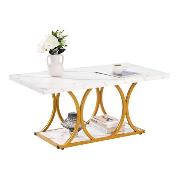 Kafijas galdiņš VEVOR ZH633, 2 līmeņi, Balts, 100 × 45 × 55 cm