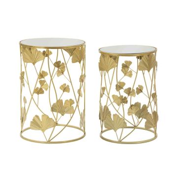 Coffee table set Leavy, 2 pcs, Ø 38 × 55 cm; Ø 33 × 50 cm