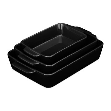 Cepšanas trauki Relaxdays, 3 gab, Melna, 4,5 × 22,5 × 13,5 cm; 5,5 × 28 × 17 cm; 6 × 33 × 20 cm
