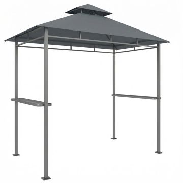 Grila paviljons, Divslāņu jumts, Pelēks, 245 × 146 × 255 cm