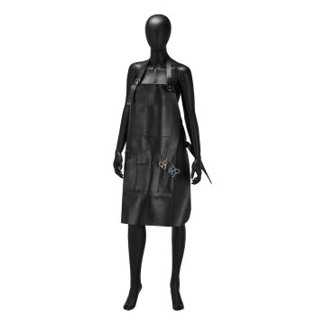 Парикмахерский фартук ACTIVESHOP K-508, универсальная система размеров, Чёрный/золотистый
