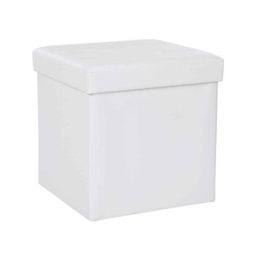 Sēdekļa uzglabāšanas kaste no mākslīgās ādas, balta LSF30W