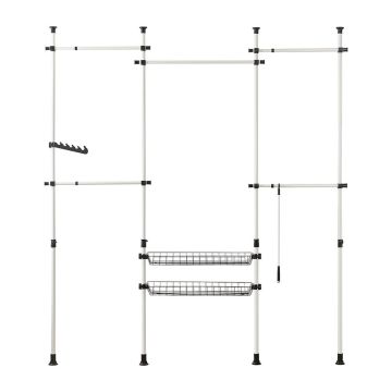 Atvērts drēbju skapis 285x311cm., sudraba/melnā krāsā