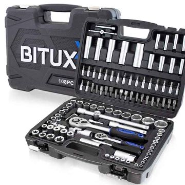 BITUXX sprūdrata atslēgu, uzgaļu un uzgaļu komplekts, 108 daļas