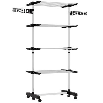 Drēbju žāvētājs Homcom 142x55x172cm, baltas/melnas krāsas