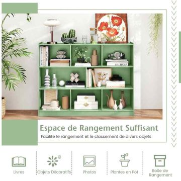 Bookshelf, 8 open cubes, Green, 122 × 32 × 93 cm