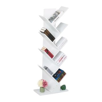 Книжный стеллаж Relaxdays, 9 полок, Белый, 51 × 138 × 25 см