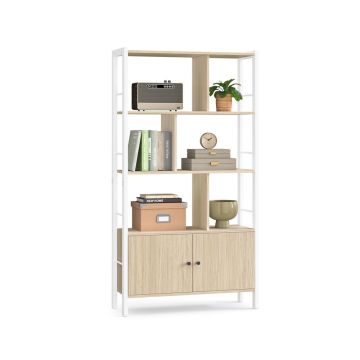 Grāmatu plaukts VASAGLE LBC022B01, 4 atvērti plaukti, brūns un melns, 74 × 154,5 × 30 cm
