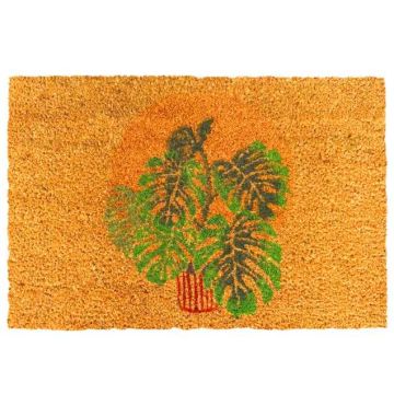 Kokosšķiedras durvju paklājiņš Relaxdays, Botānisks raksts, 60 × 40 cm