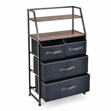 Chest of drawers, 4 drawers, 2 shelves, Black/brown, 58.4 × 100.3 × 29.2 cm