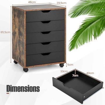 Chest of drawers, 5 drawers, 48.26 × 66.04 × 39.37 cm
