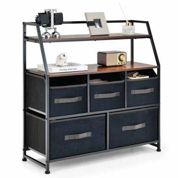 Chest of 5 drawers, Black/brown, 83.8 × 83.8 × 30.5 cm