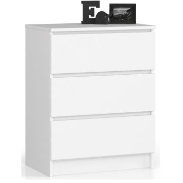 Kumode NORE K60 ar 3 atvilktnēm, balta