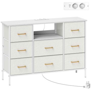 Комод, 8 ящиков, Белый, 110 × 30 × 76 см