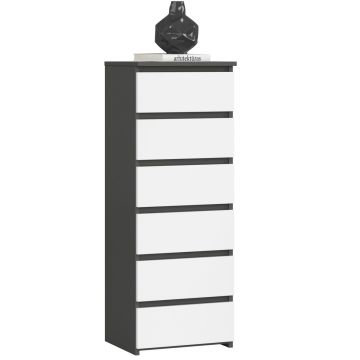 Комод AKORD CL6, 6 ящиков, серо-белый, 40 × 109 × 35 см