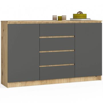 Комод AKORD K160, 2 дверцы, 4 ящика, коричневый/серый, 160 × 99 × 40 см