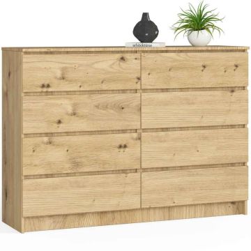 Комод AkordV2 K140 8SZ, 8 ящиков, Коричневый, 138 × 99 × 40 см