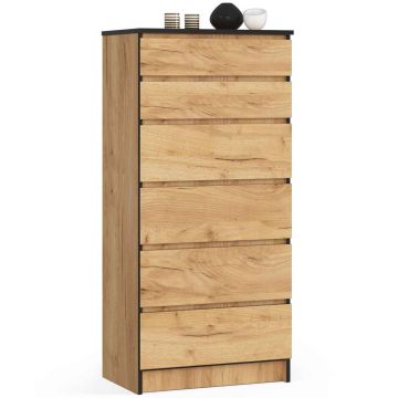 Комод AkordV2 K60, 6 ящиков, Дуб, 60 × 130 × 40 см
