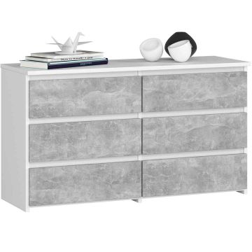 Комод CL100, 6 ящиков, Белый/серый, 100 × 57 × 35 см