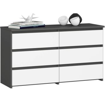 Комод CL100, с 6 ящиками, серый/белый, 100 × 57 × 35 см