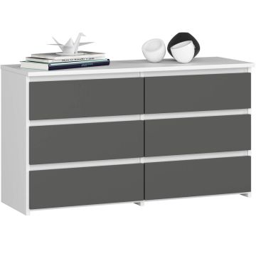 Kumode CL100 AkordV2, 6 atvilktnes, balta/pelēka, 100 × 57 × 35 cm