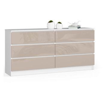 Kumode NORE K160 ar 6 atvilktnēm, balta/krēmkrāsa