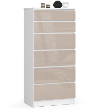 Kumode NORE K120 ar 6 atvilktnēm, balta/krēmkrāsa