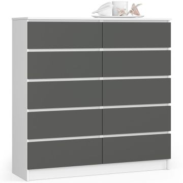 Kumode NORE K120, balta/pelēka