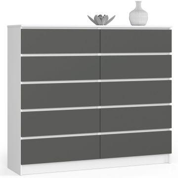 Kumode NORE K140, balta/pelēka