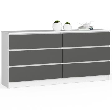Kumode NORE K160 ar 6 atvilktnēm, balta/pelēka