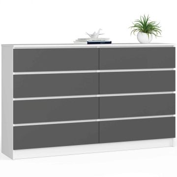 Kumode NORE K160 ar 8 atvilktnēm, balta/pelēka