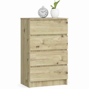 Kumode NORE K60 ar 4 atvilktnēm, ozolkoka krāsā