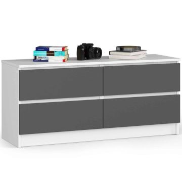 Kumode NORE K120 ar 4 atvilktnēm, balta/pelēka