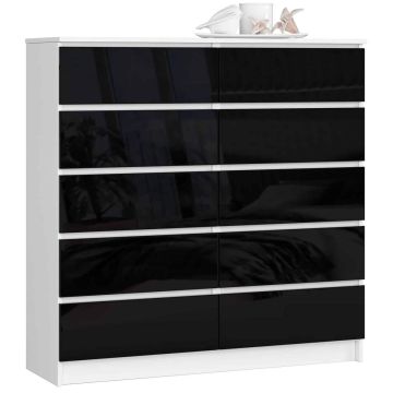 Kumode NORE K120, spīdīgi balta/melna