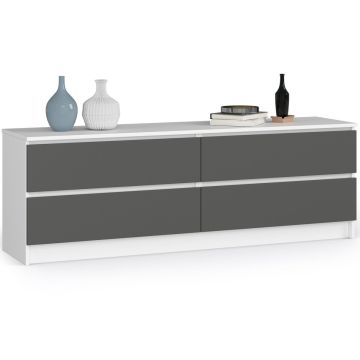 Kumode NORE K160 ar 4 atvilktnēm, balta/pelēka