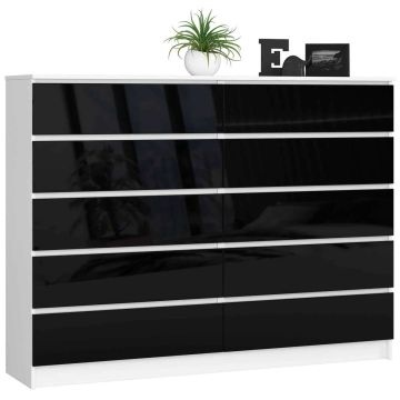 Kumode K160, spīdīgi balta/melna