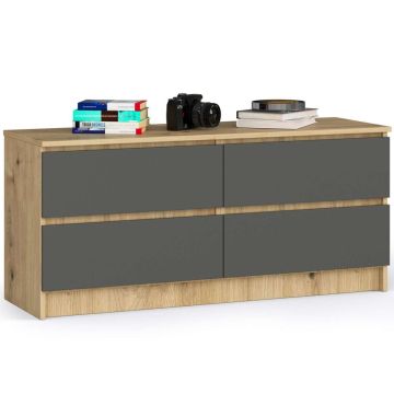Комод K120 4SZ, 4 ящика, коричневый/серый, 120 × 55 × 40 см