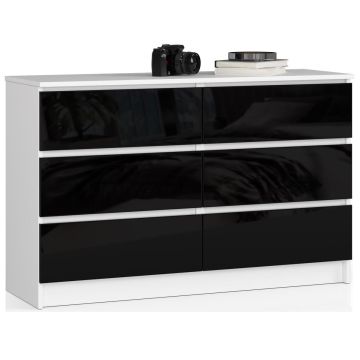 Комод NORE K120 с 6 ящиками, глянцевый черный
