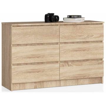 Kumode NORE K120 ar 6 atvilktnēm, ozolkoka krāsā