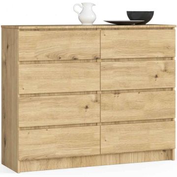 Kumode K120, 8 atvilktnes, brūna, 120 × 99 × 40 cm