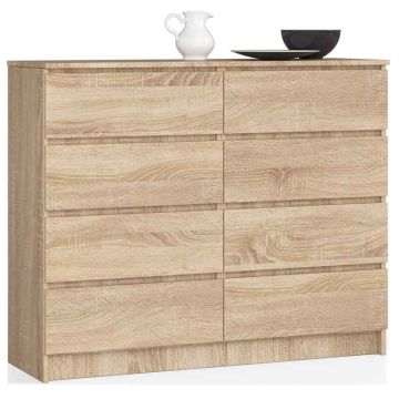 Kumode NORE K120 ar 8 atvilktnēm, ozolkoka krāsā