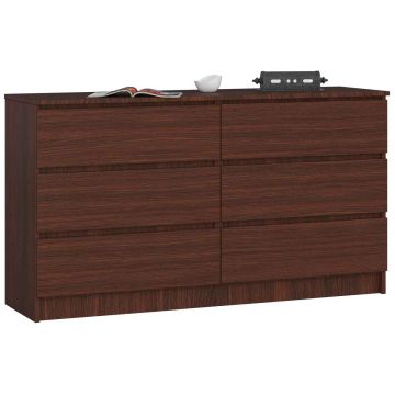 Комод NORE K120 с 6 ящиками, темно-коричневый.
