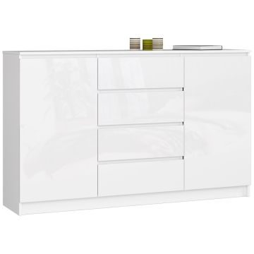 Kumode NORE K160 ar 4 atvilktnēm, spīdīgi balta