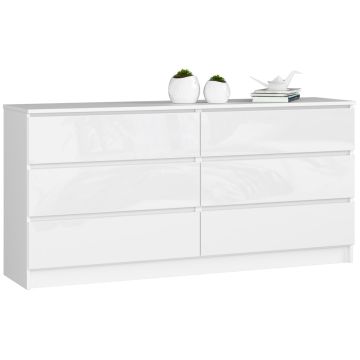 Kumode NORE K160 ar 6 atvilktnēm, spīdīgi balta