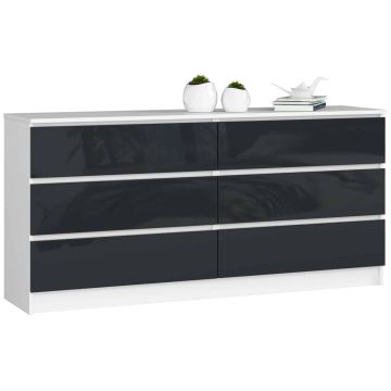 Kumode NORE K160 ar 6 atvilktnēm, balta/pelēka