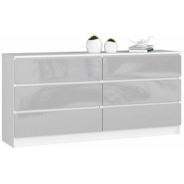 Kumode NORE K160 ar 6 atvilktnēm, balta/gaiši pelēka