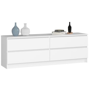 Комод K160 CLP, 4 ящика, Белый, 160 × 55 × 40 см