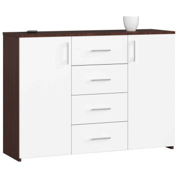 Kumode NORE K45, tumši brūna/balta